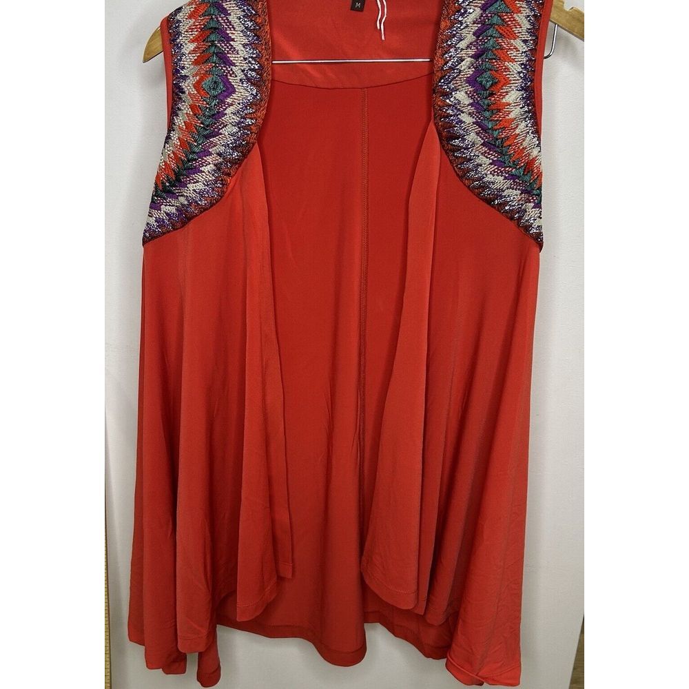 Ranna Gil Vest Cardigan‎ Embroidery on the shoulders Size M Red Color